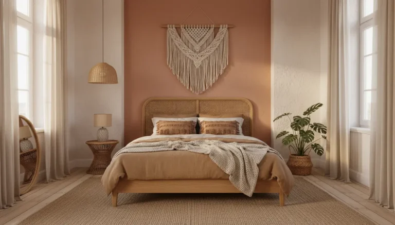 Wizualizacja sypialni w stylu boho
